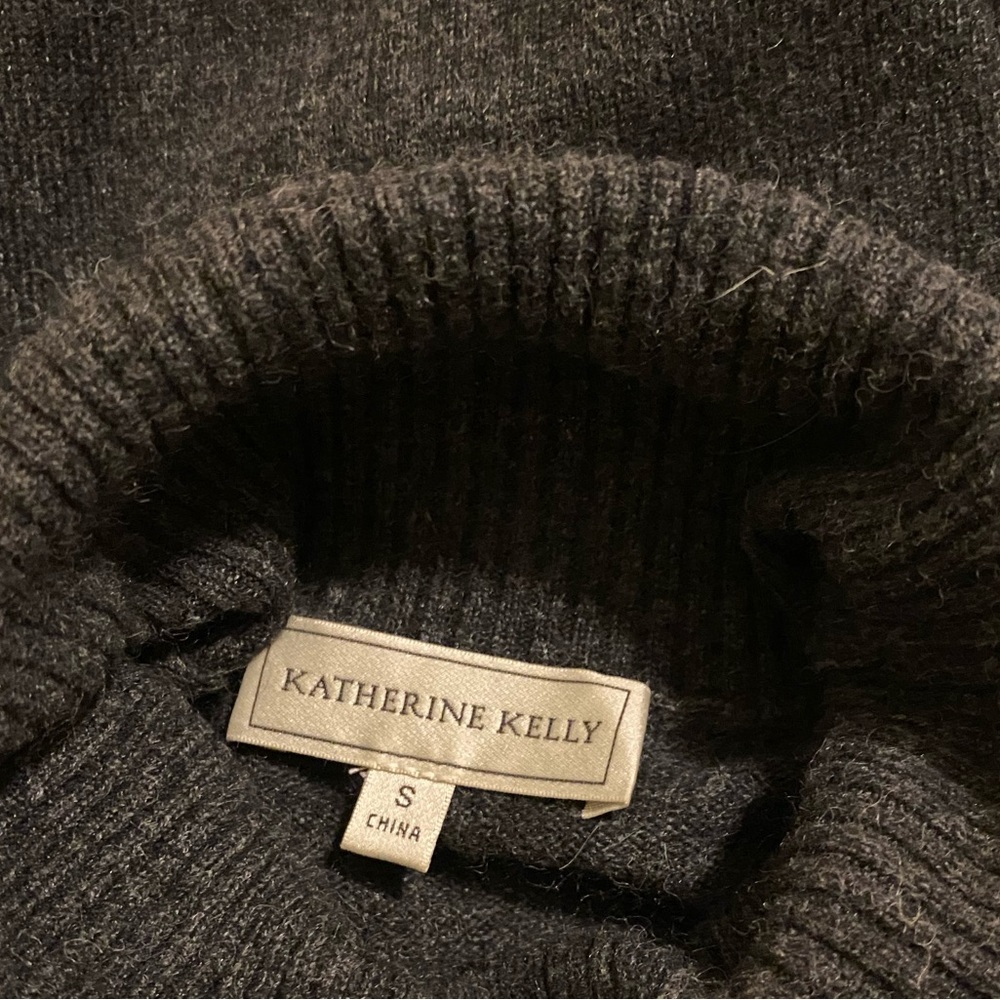 Katherine Kelly angora blend sleeveless turtleneck dark gray sweater dress - Picture 4 of 8